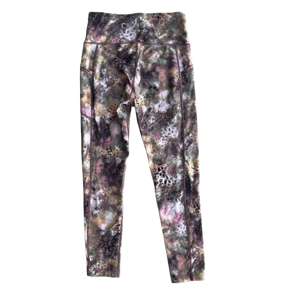 Calvin Klein Performance Wick Women’s S Jungle Trek Print High Rise Crop Legging